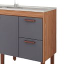 Ver imagem 4 de Gabinete de Cozinha 100% MDF Armário 144cm 2 Gavetas Branco:Freijó/Titanium