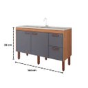 Ver imagem 5 de Gabinete de Cozinha 100% MDF Armário 144cm 2 Gavetas Branco:Freijó/Titanium