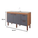 Ver imagem 5 de Gabinete de Cozinha 100% Mdf Armário 144cm 2 Gavetas Branco:freijó/titanium
