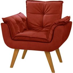 Poltrona Decorativa Opala Suede Bordô - Dora Bela - 1