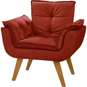 Poltrona Decorativa Opala Suede Bordô - Dora Bela
