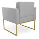 Ver imagem 6 de Kit 1 Sofá Namoradeira e 1 Poltrona Suede Base Metálica Industrial Dourado - D\'rossi Cor Cinza