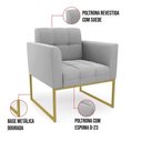 Ver imagem 4 de Kit 1 Sofá Namoradeira e 1 Poltrona Suede Base Metálica Industrial Dourado - D\'rossi Cor Cinza