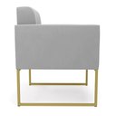 Ver imagem 3 de Kit 1 Sofá Namoradeira e 1 Poltrona Suede Base Metálica Industrial Dourado - D\'rossi Cor Cinza