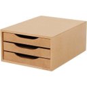 Ver imagem 1 de Caixa Arquivo Gaveteiro Organizador Escritório Madeira Mdf 3 Gavetas Documento A5 e A4 Natural