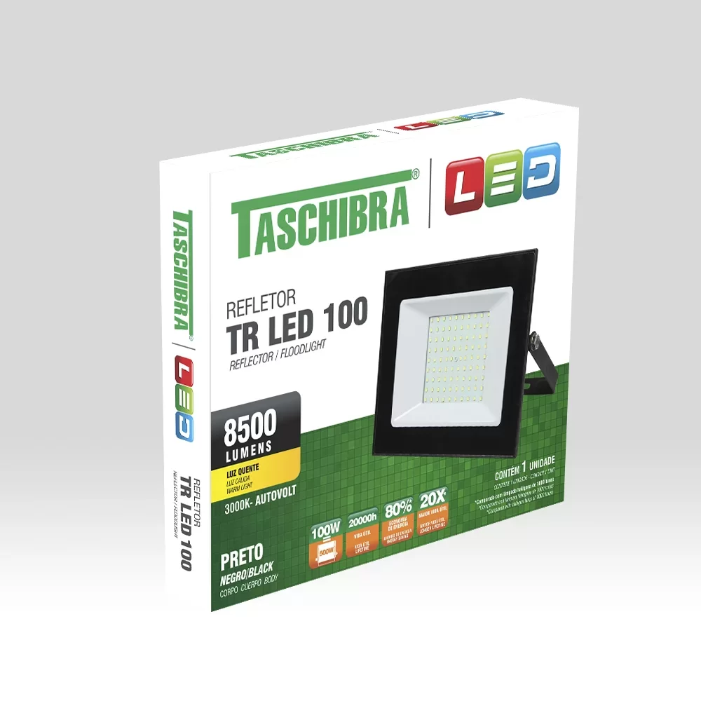 Refletor LED 100W Luz Amarela 3000K Taschibra - 2