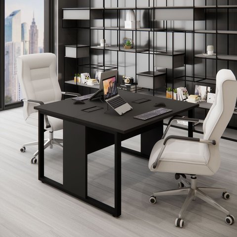 Mesa de Trabalho para Escritório 2 Lugares Preto 1,20m F5