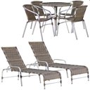 Ver imagem 1 de Kit 4 Cadeiras Floripa e Mesa Tampo Tramado com 2 Espreguiçadeiras Catar Piscina, Jardim, Varanda, Á