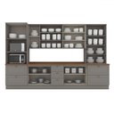 Ver imagem 3 de Cozinha Completa Americana 13 Portas 7 Gavetas com Vidro 100% Mdf Cinza/nature - Henn