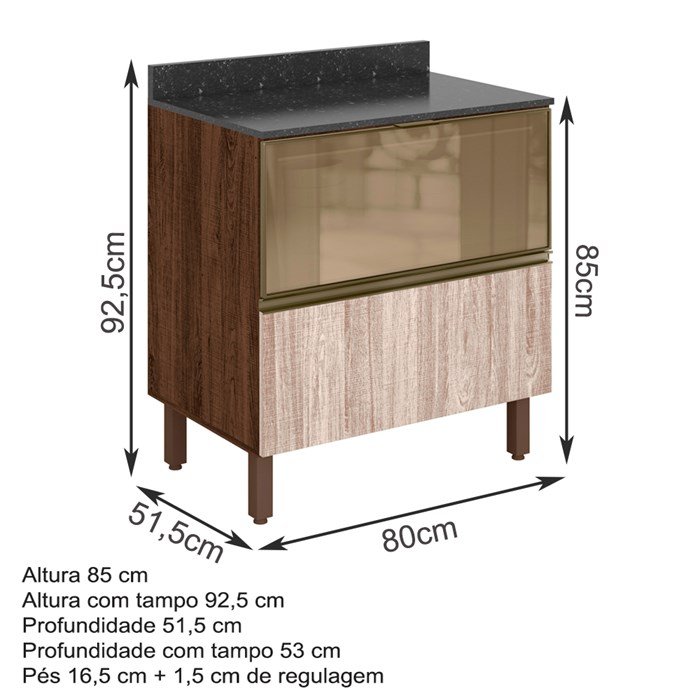 Balcao 2 Gavetoes Corredi as Telescopicas MDF Kali Premium