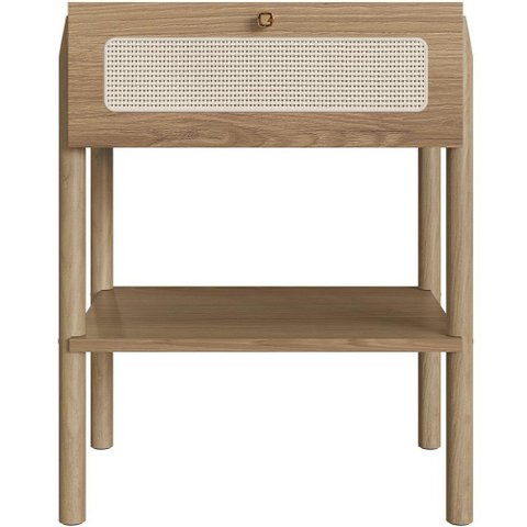 Mesa de Cabeceira 01 Gaveta com Telinha Pés Madeira Moss A03 Hanover Roble