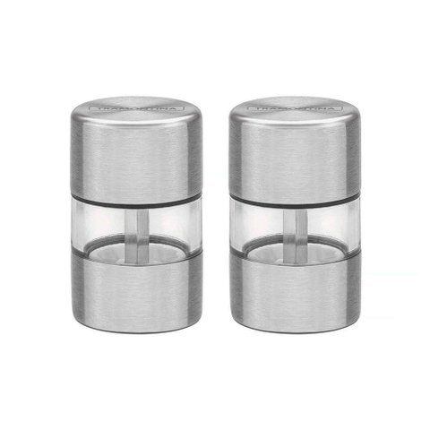 Conjunto de Moedores para Sal e Pimenta Realce em Aço Inox e Acrílico com Moinho em Cerâm