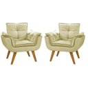Ver imagem 1 de Kit 2 Poltronas Decorativas Opala Suede Bege - Dora Bela