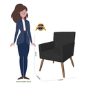 Ver imagem 5 de Combo 2 Poltronas Estofadas Para Recepção Consultório Onix Suede Preto - LM DECOR