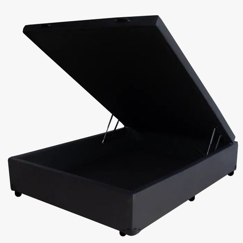 Cama Box Baú Casal Acolchões Sintético Preto 41x138x188