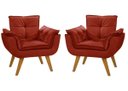Ver imagem 1 de Kit 2 Poltronas Decorativas Opala Suede Bordô - Dora Bela