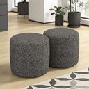 Ver imagem 1 de Kit 02 Puffs Redondo 50cm Sala de Estar Living Coliseu W01 Linho Mescla Chumbo - Lyam Decor