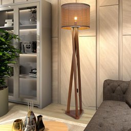 Luminária de Chão Estrela com Pés de Madeira e Tela Teca Marrom 162cm - 2
