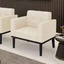 Ver imagem 6 de Poltrona Base de Madeira Fixa Preto Elisa Linho D03 - D'Rossi Cor A19 Bege