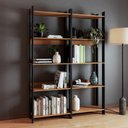 Ver imagem 4 de Estante para Livros 5 Prateleiras Estilo Industrial Lâmina Mel/Preto - BRV Móveis