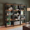 Ver imagem 6 de Estante para Livros 5 Prateleiras Estilo Industrial Lâmina Mel/Preto - BRV Móveis