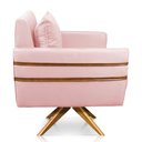 Ver imagem 4 de Kit 02 Poltronas Giratória Mari Suede Base de Madeira MA30 - D’Rossi - Rosa Bebê