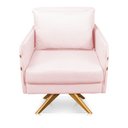 Ver imagem 3 de Kit 02 Poltronas Giratória Mari Suede Base de Madeira MA30 - D’Rossi - Rosa Bebê