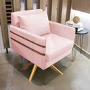Ver imagem 2 de Kit 02 Poltronas Giratória Mari Suede Base de Madeira MA30 - D’Rossi - Rosa Bebê