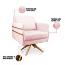 Ver imagem 5 de Kit 02 Poltronas Giratória Mari Suede Base de Madeira MA30 - D’Rossi - Rosa Bebê