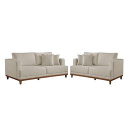 Conjunto Sofás 2 e 3 Lugares Fixo Linho M-175 Martins Creme - 1
