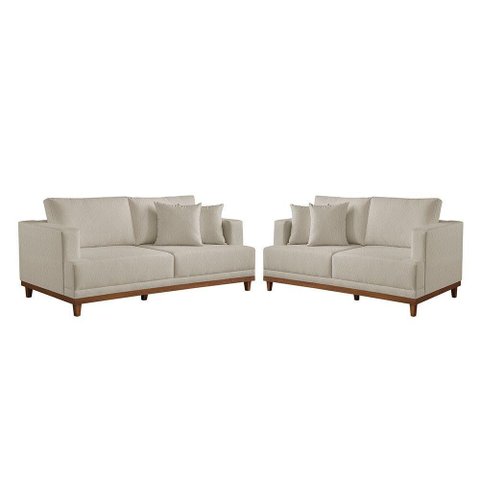 Conjunto Sofás 2 e 3 Lugares Fixo Linho M-175 Martins Creme
