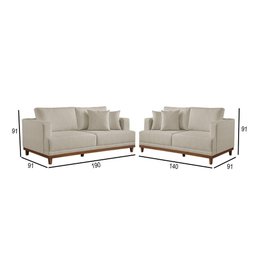 Conjunto Sofás 2 e 3 Lugares Fixo Linho M-175 Martins Creme - 3