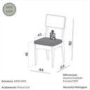 Ver imagem 4 de Mesa Jantar 1,60m x 0,90m Retangular Pés Retrô com 6 Cadeiras Assento Estofado 100% MDF Dalla