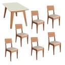 Ver imagem 2 de Mesa Jantar 1,60m x 0,90m Retangular Pés Retrô com 6 Cadeiras Assento Estofado 100% MDF Dalla