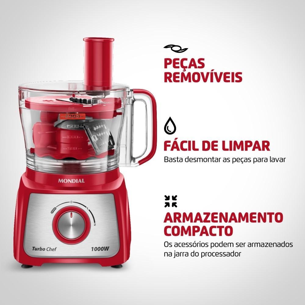 Multiprocessador Turbo Chef 5 em 1 Mondial Mpn-01-r 220v 1000w Vermelho - 5