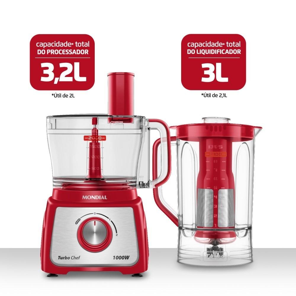 Multiprocessador Turbo Chef 5 em 1 Mondial Mpn-01-r 220v 1000w Vermelho - 3