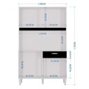 Ver imagem 3 de Cozinha Kit Cassia 8 Portas Branco Preto - Poquema