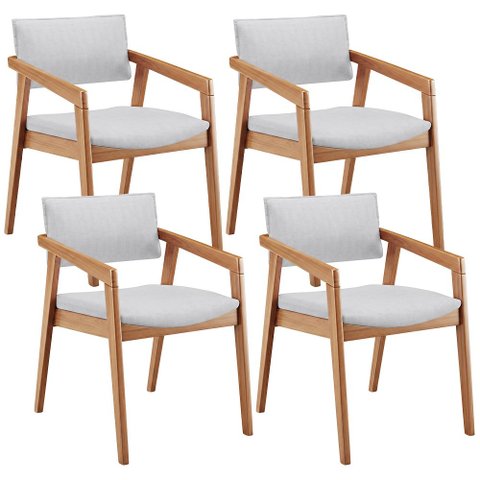 Kit 04 Cadeiras para Sala de Jantar Estar Living Giorgia B04 Linho Cinza - Lyam Decor