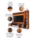 Ver imagem 4 de Estante Home Noble para Tv até 75” 225cm com Cristaleira Led Porta Reflecta Sala Moderna