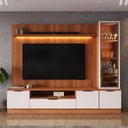 Ver imagem 2 de Estante Home Noble para Tv até 75” 225cm com Cristaleira Led Porta Reflecta Sala Moderna