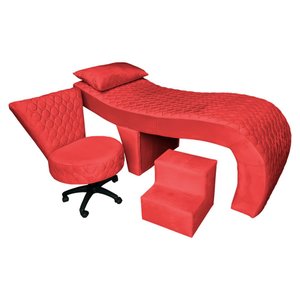 Kit Maca Estética Metalasse com Mocho e Escadinha Nozes Slk Decor Nina Vermelho