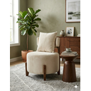 Ver imagem 2 de Poltrona Organica Decorativa Redonda com Almofada Pés Thor Madeira Maciça Premium Suede Bege