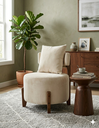 Ver imagem 2 de Poltrona Organica Decorativa Redonda com Almofada Pés Thor Madeira Maciça Premium Suede Bege