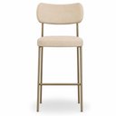 Ver imagem 5 de Kit 3 Banquetas Baixa Sala de Jantar Lisa Pés Champanhe Linho Bege m² - Monari Design