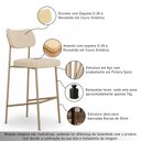 Ver imagem 3 de Kit 3 Banquetas Baixa Sala de Jantar Lisa Pés Champanhe Linho Bege m² - Monari Design