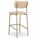 Ver imagem 6 de Kit 3 Banquetas Baixa Sala de Jantar Lisa Pés Champanhe Linho Bege m² - Monari Design