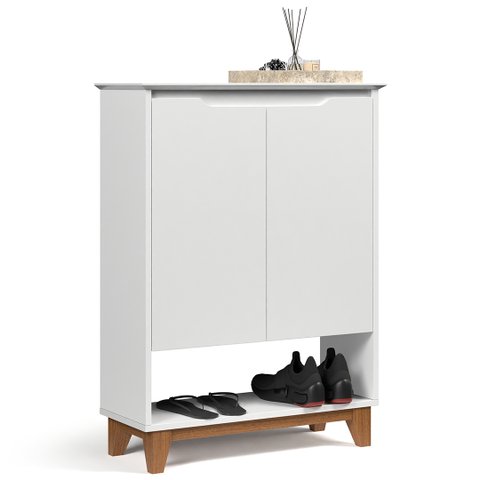 Sapateira para Hall de Entrada Quarto 68cm Flow Branco - Ej Móveis