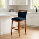 Ver imagem 1 de Banqueta Alta Cozinha Gourmet Balcão Estofada Encosto Suede:suede Azul