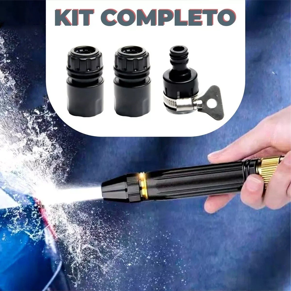 Bico Alta Pressão Jato Mangueira Água Kit 4 Pçs Lava Carro - 7