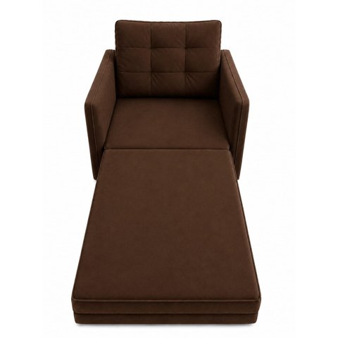 Poltrona Cama Solteiro 2 em 1 Conforto, Elegância Veludo:Marrom